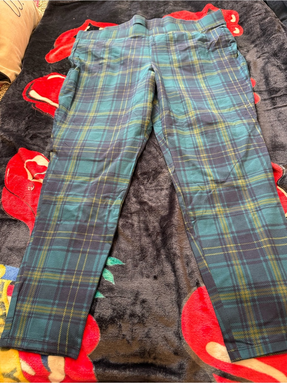 torrid Black Plaid Waistband Skirt with Teal and Yellow Accents